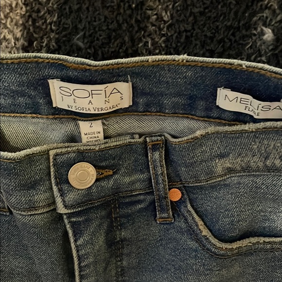 Sofia by Sofia Vergara Blue Flare Wide Leg Jeans - Picture 2 of 4